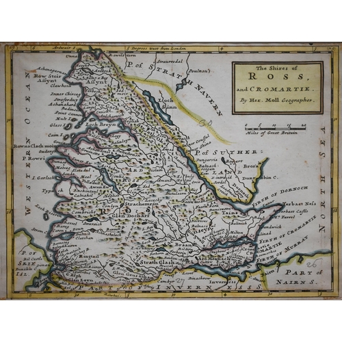 265 - Three antique hand-coloured map engravings - Arms of Honiton, 17 x 12 cm; Ireland, 13 x 16 cm and Th... 