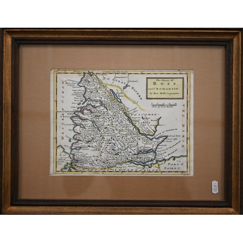 265 - Three antique hand-coloured map engravings - Arms of Honiton, 17 x 12 cm; Ireland, 13 x 16 cm and Th... 