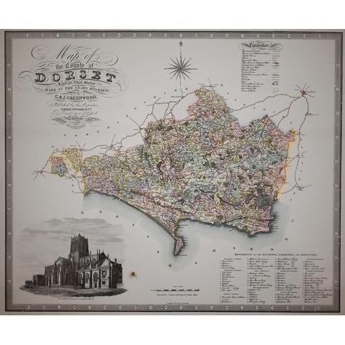 266 - Five steel map engravings, Dorset, 42 x 50 cm; Bristol/Bath; Hampshire or Southampton; Shropshire an... 