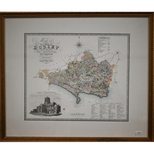 266 - Five steel map engravings, Dorset, 42 x 50 cm; Bristol/Bath; Hampshire or Southampton; Shropshire an... 