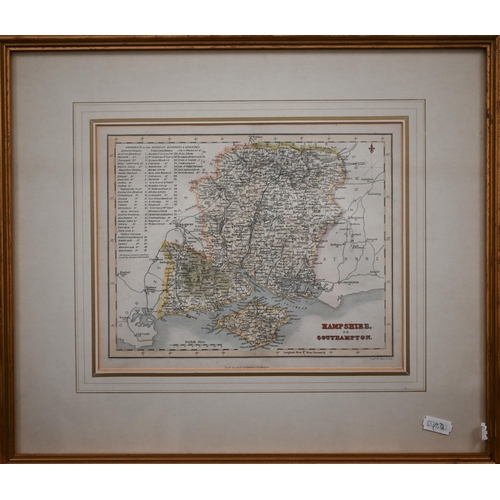 266 - Five steel map engravings, Dorset, 42 x 50 cm; Bristol/Bath; Hampshire or Southampton; Shropshire an... 