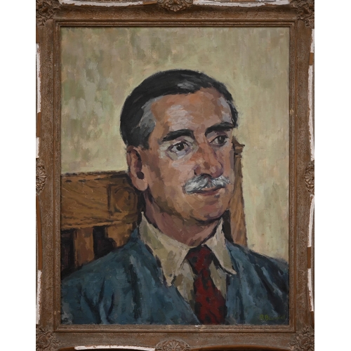 268 - R B Lundell - Portrait of a mustachioed gentleman, oil on canvas, signed, 64 x 50 cm