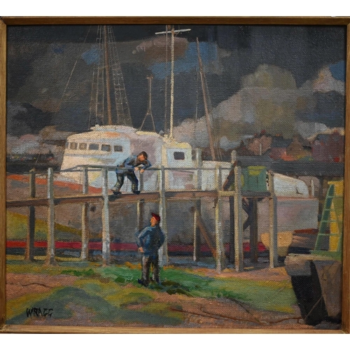 271 - Carl Wragg - 'The White Boat', oil on board, signed, 40 x 44 cm 