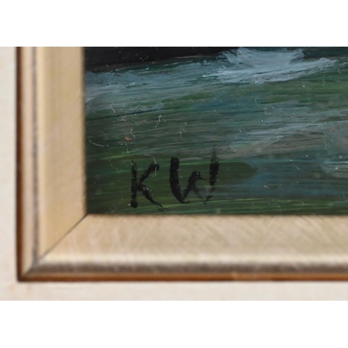 272 - Manner of Kyffin Williams - Landscaoe, oil on board, signed with initials KW, 15 x 20 cm 