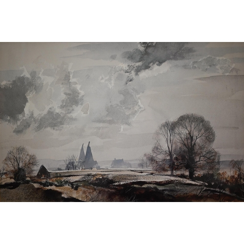 273 - W Werner - Continental embankment view, oil on canvas, signed and dated 1955, 27 x 40 m to/w a print... 