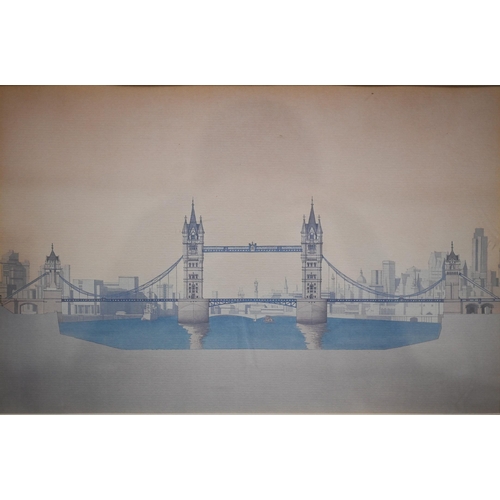 273 - W Werner - Continental embankment view, oil on canvas, signed and dated 1955, 27 x 40 m to/w a print... 