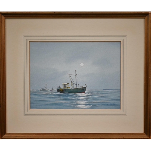 274 - W Bradley-Lowes? - Fishing boat, watercolour, signed, 21.5  29 cm (no glass); R Horner, pen and... 