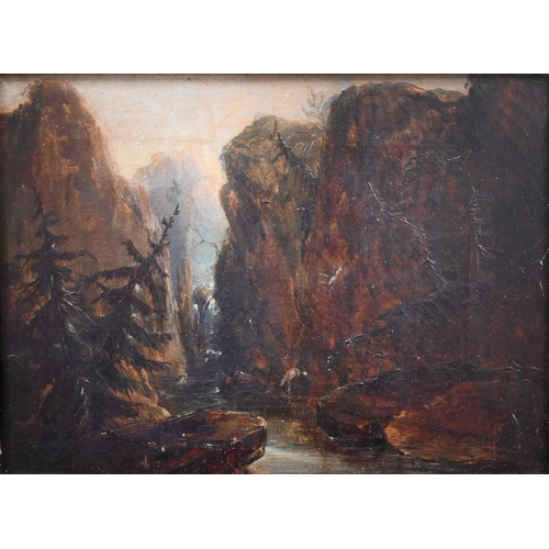 275 - David Jones - Two small oil on board landscapes, 11 x 11 cm and 11.5 x 16 cm to/w a 19th century oil... 