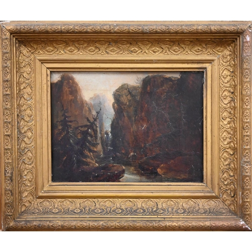 275 - David Jones - Two small oil on board landscapes, 11 x 11 cm and 11.5 x 16 cm to/w a 19th century oil... 