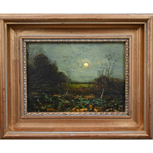 275 - David Jones - Two small oil on board landscapes, 11 x 11 cm and 11.5 x 16 cm to/w a 19th century oil... 