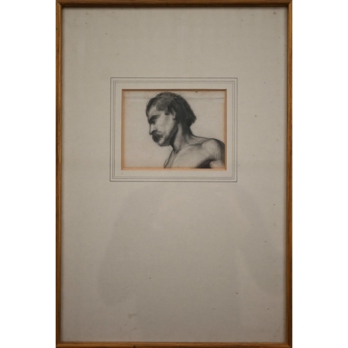 278 - E Gibson attrib - Pencil study of a man, 11 x 15 cm 