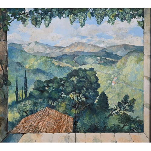 Bone - Diptych - An extensive Provenancal landscape, oil on panel, signed, 134 x 150 cm