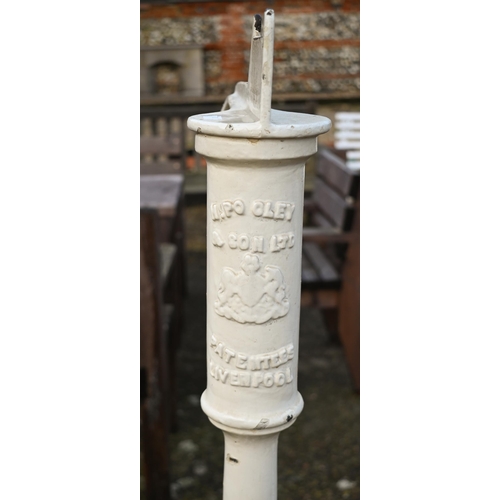 318 - # Pooley & Son, Liverpool, a vintage cast iron pillar platform scale, painted white and a/f