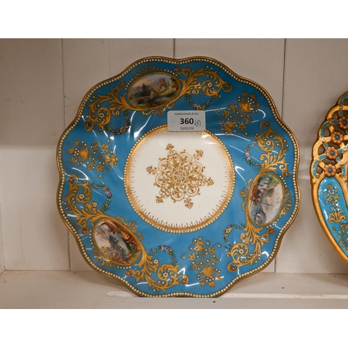 360 - Three antique Coalport china cabinet plates with painted decoration to/w a pair of Coalport plates g... 