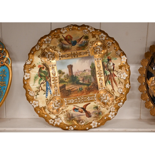 360 - Three antique Coalport china cabinet plates with painted decoration to/w a pair of Coalport plates g... 