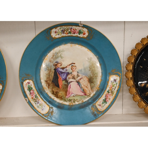 360 - Three antique Coalport china cabinet plates with painted decoration to/w a pair of Coalport plates g... 