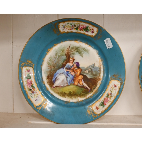 360 - Three antique Coalport china cabinet plates with painted decoration to/w a pair of Coalport plates g... 