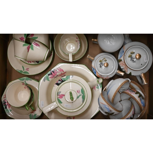 380 - An Art Deco Burleigh Ware part tea/dinner service, printed and painted with orchids to/w a Japanese ... 