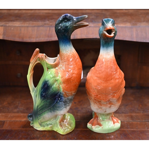 392 - Two vintage French St Clement pottery large 'duck' jugs, 33 cm high