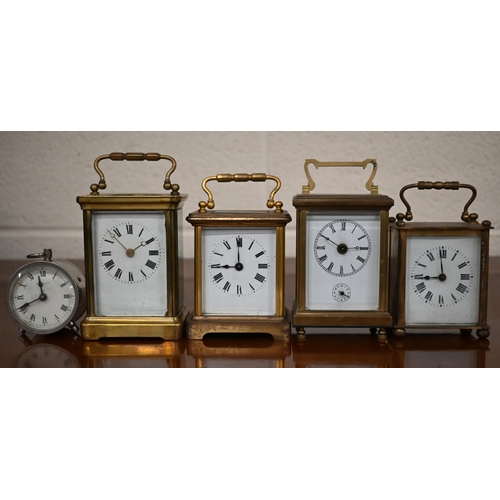 475 - Five various carriage/travel clocks - two with leather cases