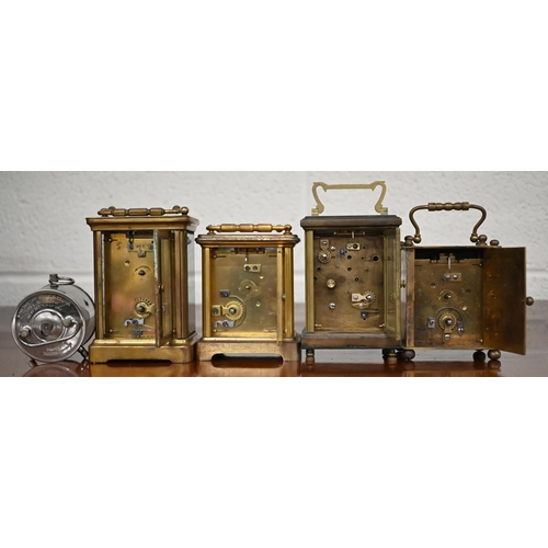 475 - Five various carriage/travel clocks - two with leather cases