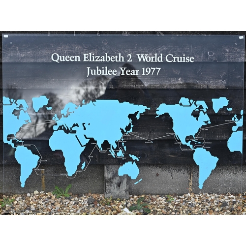 491 - Maritime Cruise Interest - three large perspex displays depicting Queen Elizabeth 2 World Cruises 19... 