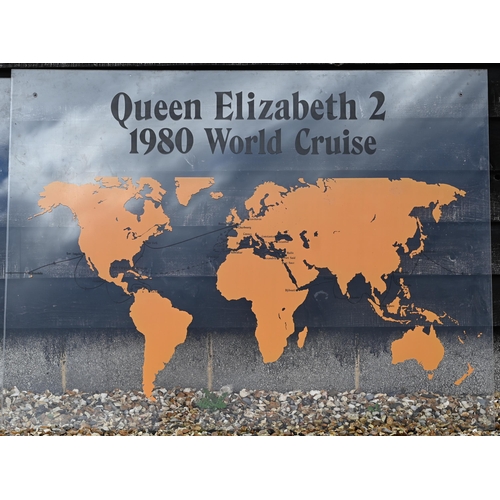 491 - Maritime Cruise Interest - three large perspex displays depicting Queen Elizabeth 2 World Cruises 19... 