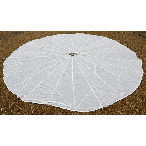 502 - A military issue parachute canopy approx 6.5m diam (some losses at rim), not for use - suitable as s... 