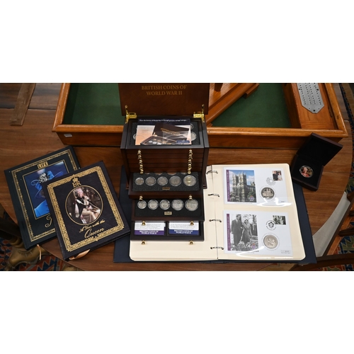 504 - A quantity of Westminster Collectables Royal commemorative coin sets and other memorabilia etc (box)