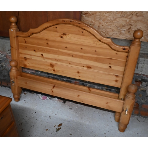 550 - # A stained pine double bed frame, 150 cm wide