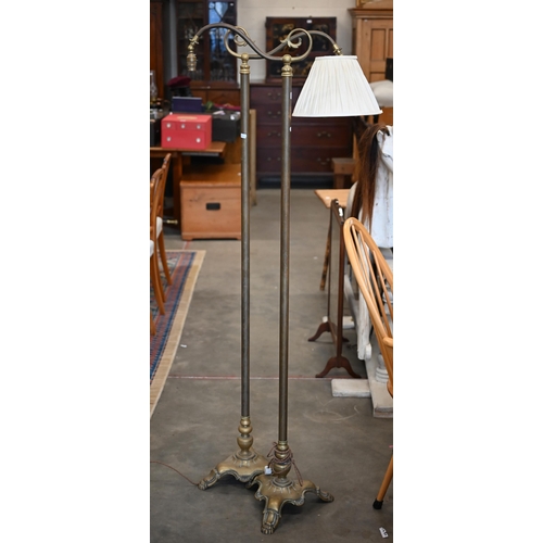 69 - A pair of brass standard lamps, 166 cm high