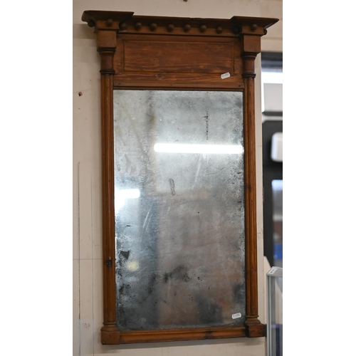 83 - A 19th century pine framed pier glass mirror, 78 cm high x 40 m wide