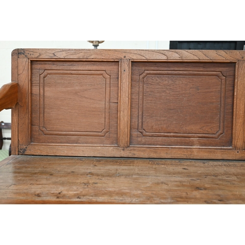 88 - An Indonesian hardwood hall bench, 140 cm wide x 56 cm deep x 82 cm high