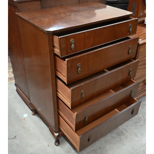 96 - # A mid-century chest of five long drawers, 78 x 50 x 104 cm high