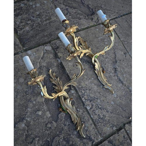 536 - A pair of heavy quality ormolu twin-branch wall-sconces in the rococo taste