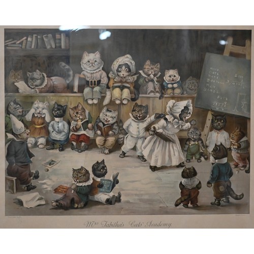 262 - Two lithographs after Louis Wain - 'Mrs Tabitha's Cats' Academy' and 'The cats circus', 45 x 57 cm; ... 