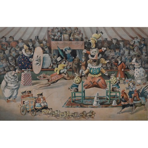 262 - Two lithographs after Louis Wain - 'Mrs Tabitha's Cats' Academy' and 'The cats circus', 45 x 57 cm; ... 