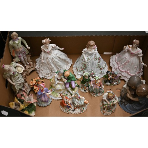 382 - Three Royal Worcester figures - Queen of Hearts, Sweetest Valentine and The Masquerade Begins to/w a... 