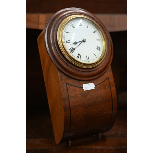 454 - An antique French mahogany small drop-dial wall clock, 23 cm to/w a William Widdop anniversary clock... 