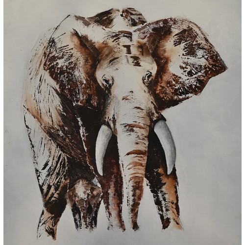 275A - E Pawle - Study of an elephant, oil on canvas, signed lower right, 70 x 60 cm (unframed)