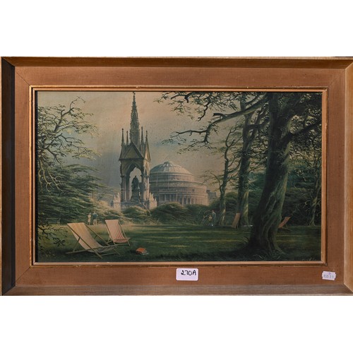 270A - After Felix Kelly (1914-1994) - A print of The Royal Albert Hall and Albert Memorial, signed in felt... 