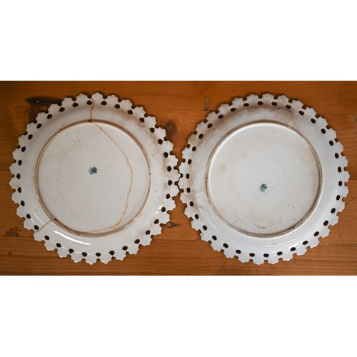 360 - Three antique Coalport china cabinet plates with painted decoration to/w a pair of Coalport plates g... 