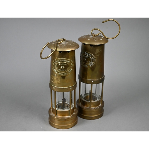 446 - Two brass miner's safety lamps 'Cambrian' with maker's plates for E Thomas & Williams Ltd, Aberd... 