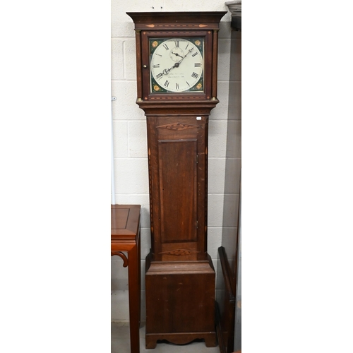 144 - John German?, Bishops Waltham - an early 19th century inlaid oak thirty hour longcase clock with pai... 