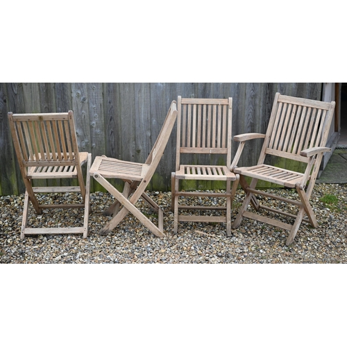 117 - Six folding slatted teak chairs