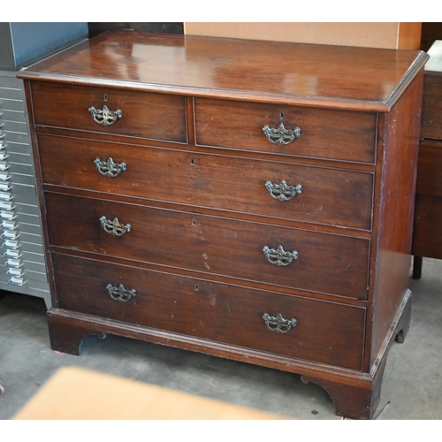 137 - A George III mahogany chest of two short over three long drawers on shaped bracket feet, 114 x 56 x ... 