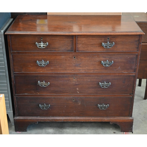 137 - A George III mahogany chest of two short over three long drawers on shaped bracket feet, 114 x 56 x ... 