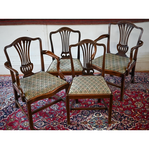 18 - #A pair of 19th century mahogany carver chairs to/w two matching side chairs (4)