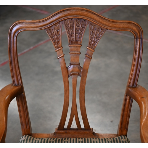 187 - A set of 1950s reproduction dining chairs in the Chippendale manner - 6 standard + 2 carvers c/w cop... 