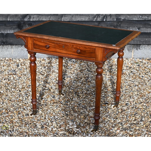 191 - A 19th century mahogany Heal & Son writing table inset with green leather top and single frieze ... 